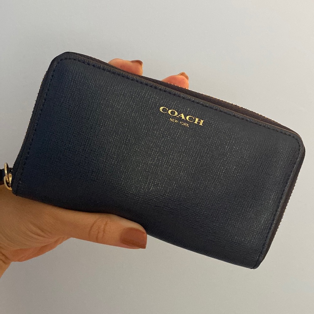Navy blue Coach wristlet